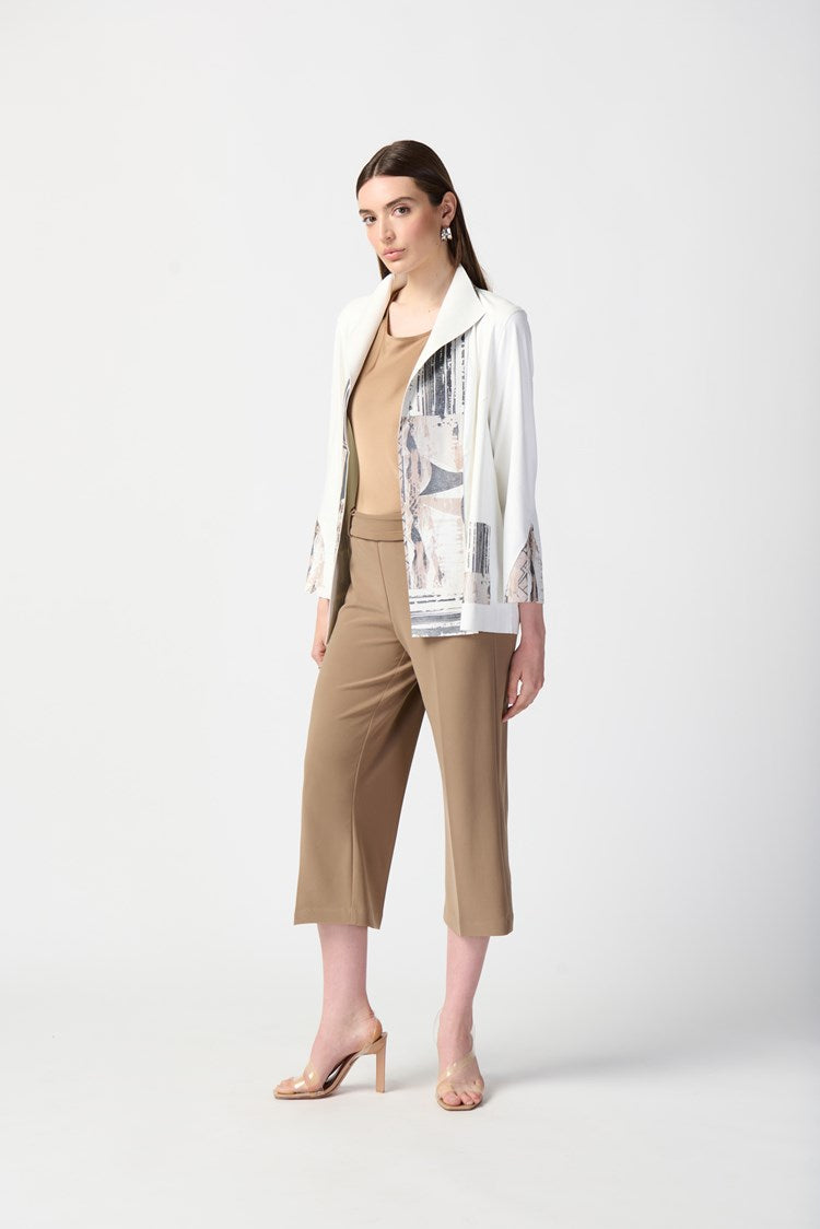 Joseph Ribkoff Patchwork Suede Jacket with Foil Print Accents