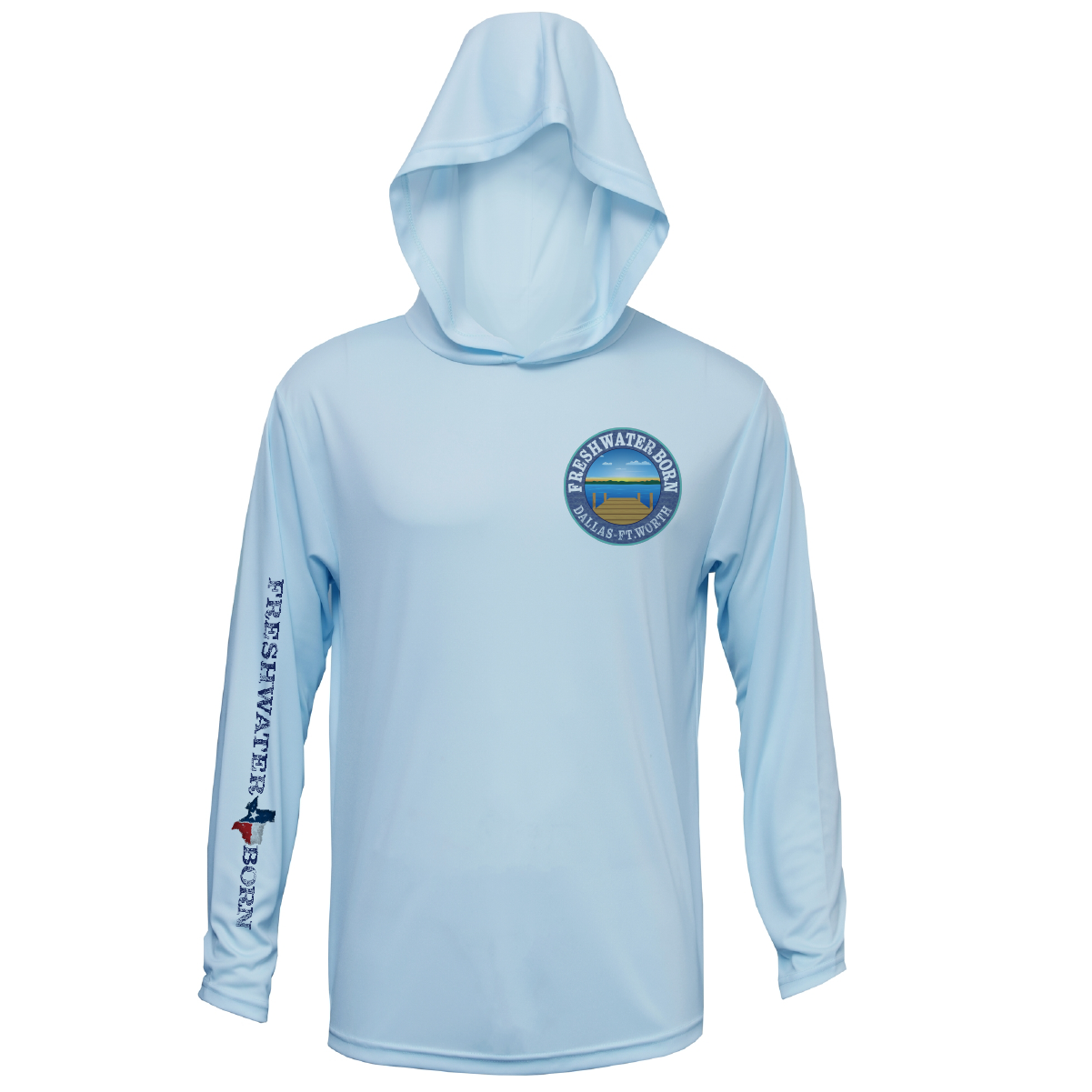 DFW State of Texas Freshwater Born Men's Long Sleeve UPF 50+ Dry-Fit Hoodie