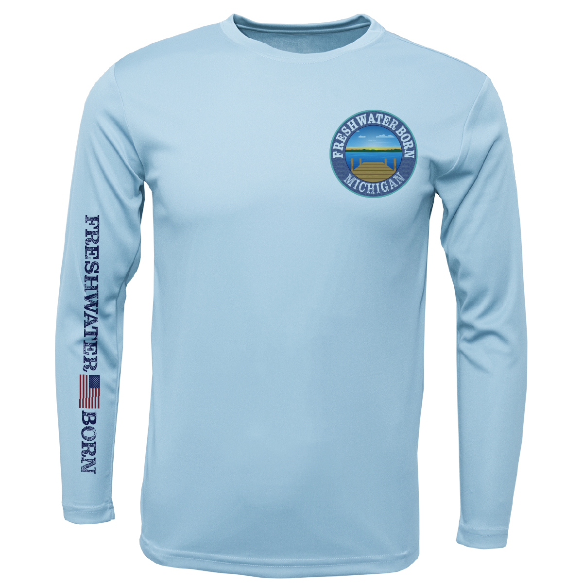 Michigan Freshwater Born Smallmouth Bass Men's Long Sleeve UPF 50+ Dry-Fit Shirt
