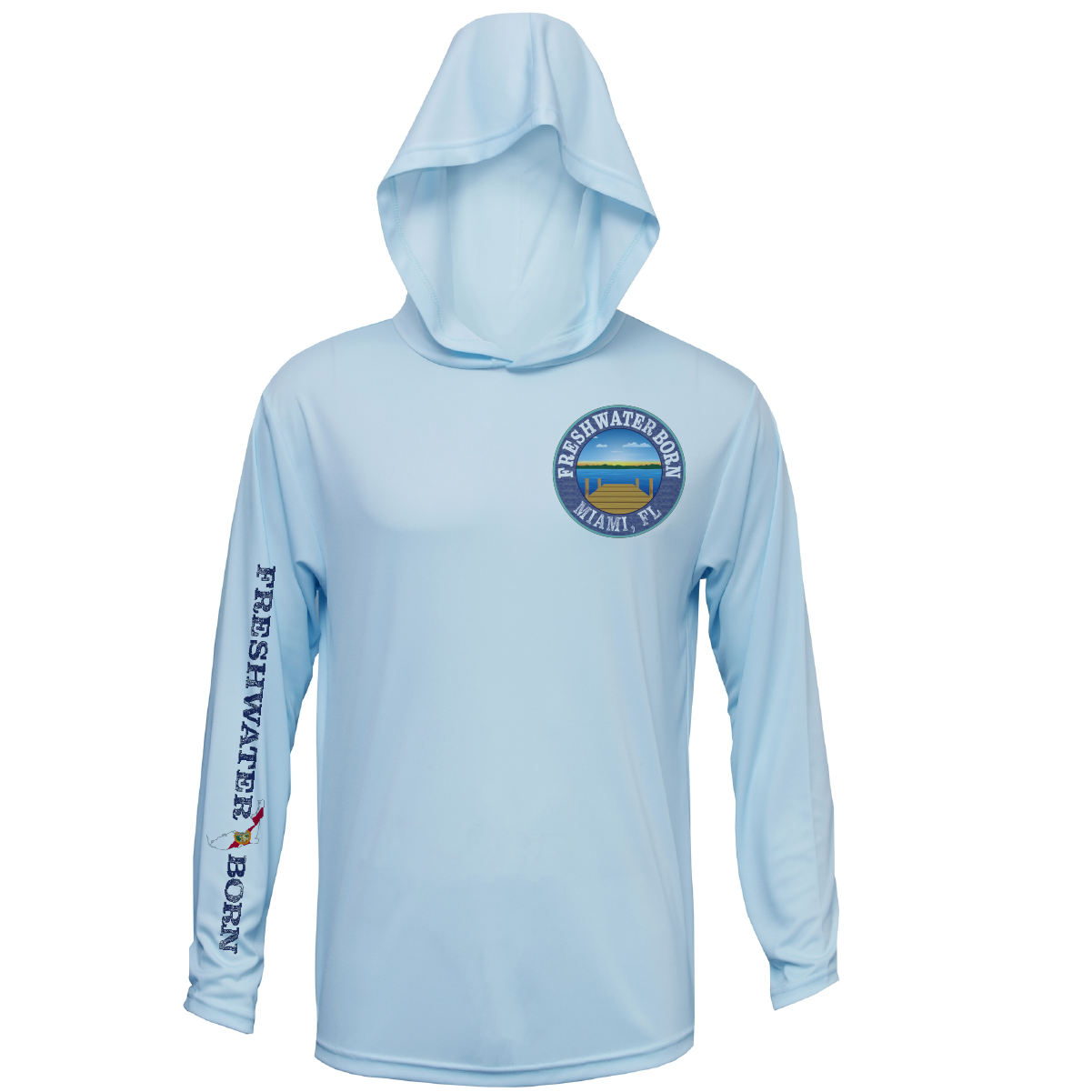 Miami, FL Freshwater Born Peacock Bass Men's Long Sleeve UPF 50+ Dry-Fit Hoodie