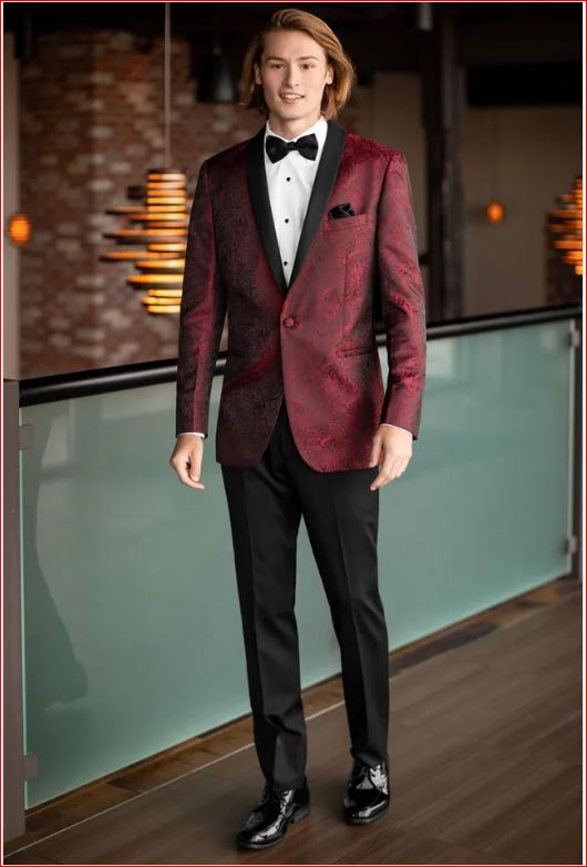 Rental #122 - Mark of Distinction Apple Red Paisley Aries Tuxedo