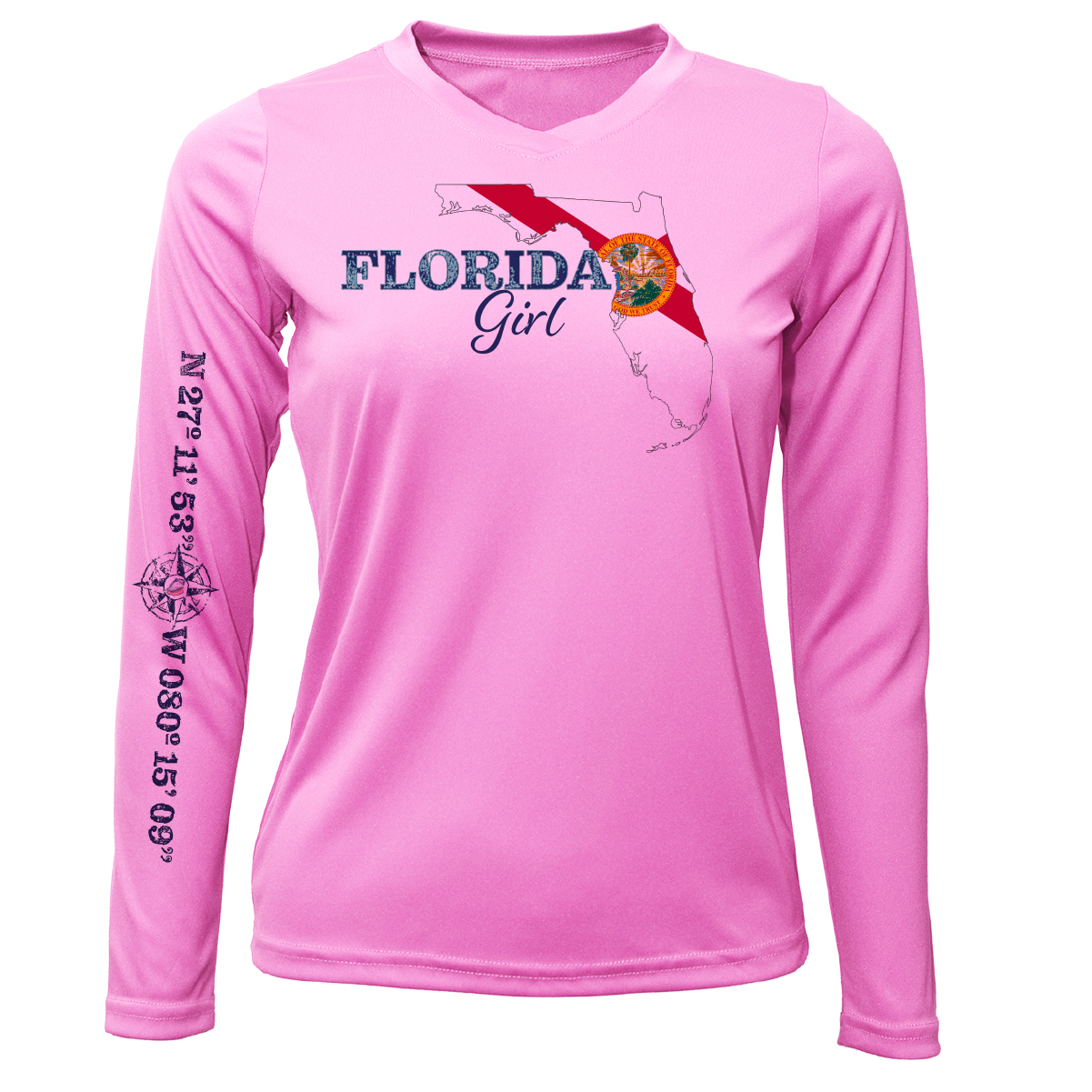 Lat/Long Stuart Florida Girl Long Sleeve UPF 50+ Dry-Fit Shirt