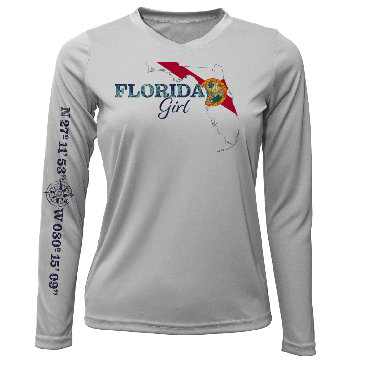 Lat/Long Stuart Florida Girl Long Sleeve UPF 50+ Dry-Fit Shirt