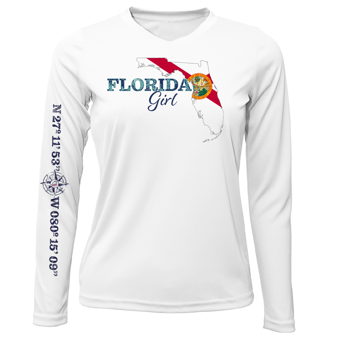 Lat/Long Stuart Florida Girl Long Sleeve UPF 50+ Dry-Fit Shirt