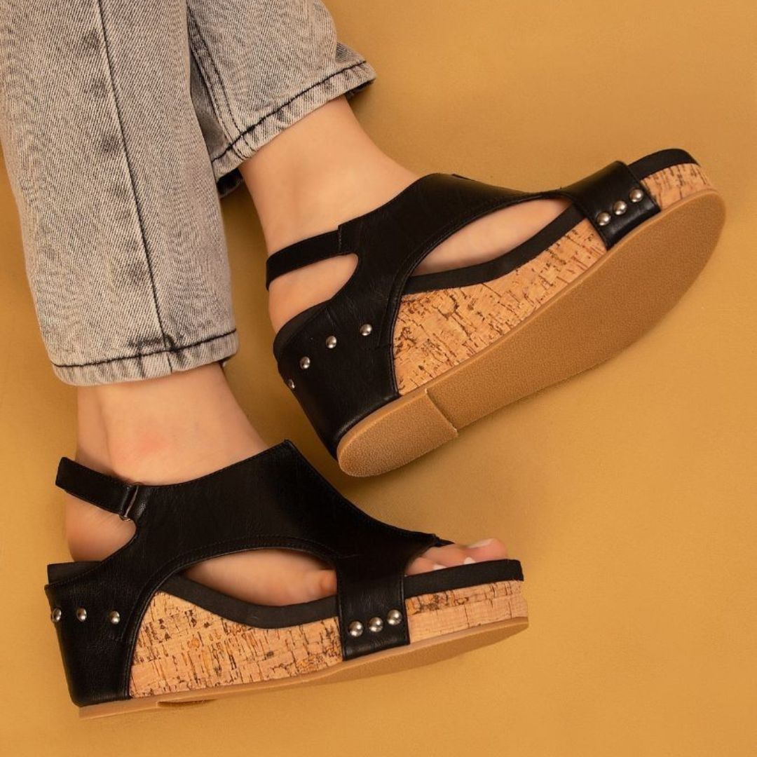 The Hannah Slingback Wedge – Cutout Platform Sandal in 8 Stylish Finishes