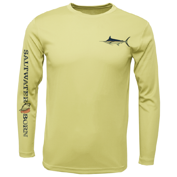 Blue Marlin on Chest Long Sleeve UPF 50+ Dry-Fit Shirt