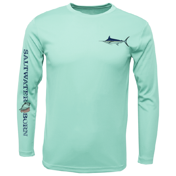 Blue Marlin on Chest Long Sleeve UPF 50+ Dry-Fit Shirt