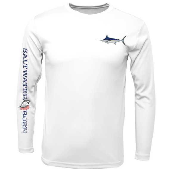 Blue Marlin on Chest Long Sleeve UPF 50+ Dry-Fit Shirt