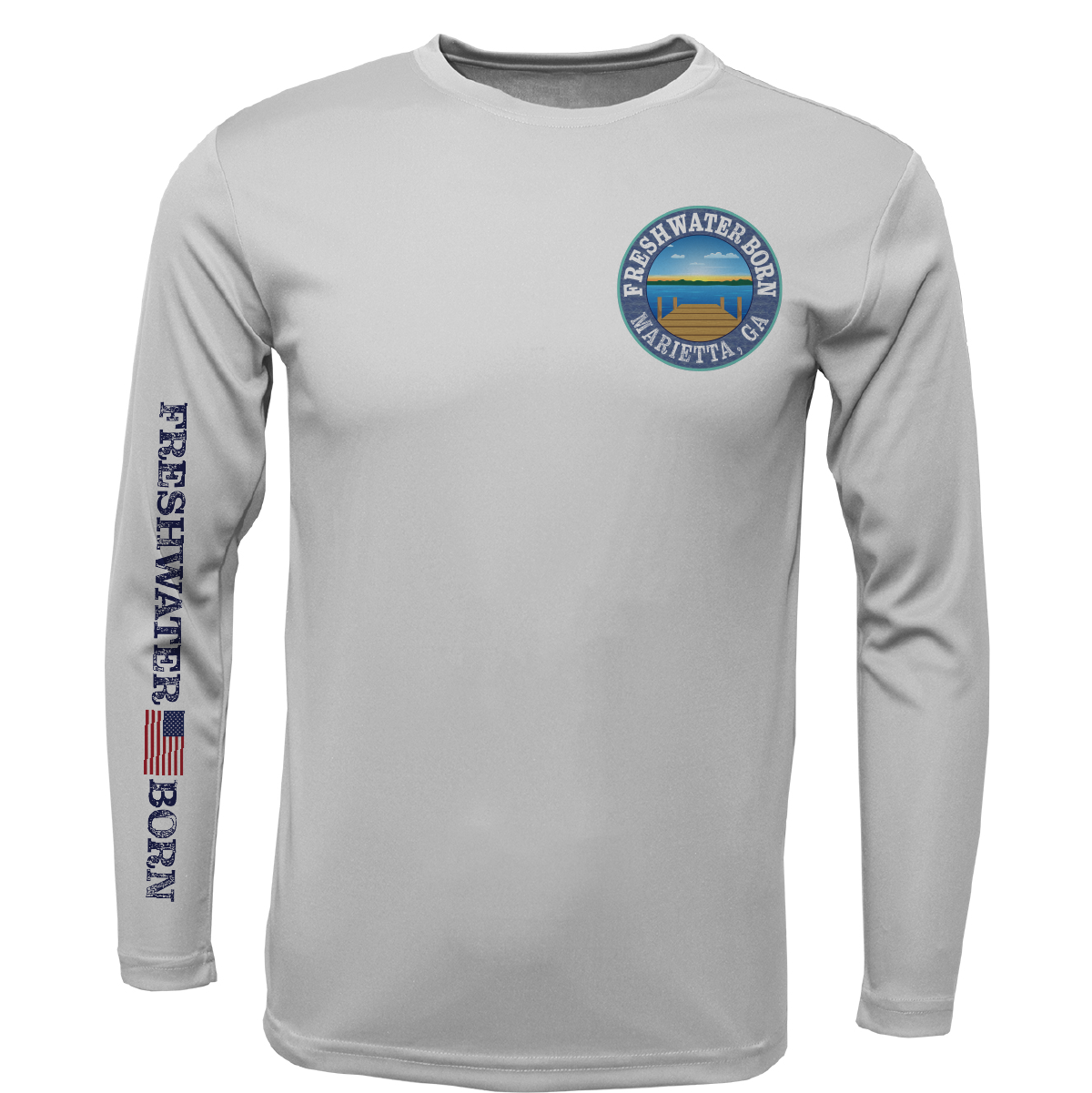 Marietta, GA Freshwater Born Largemouth Bass Men's Long Sleeve UPF 50+ Dry-Fit Shirt