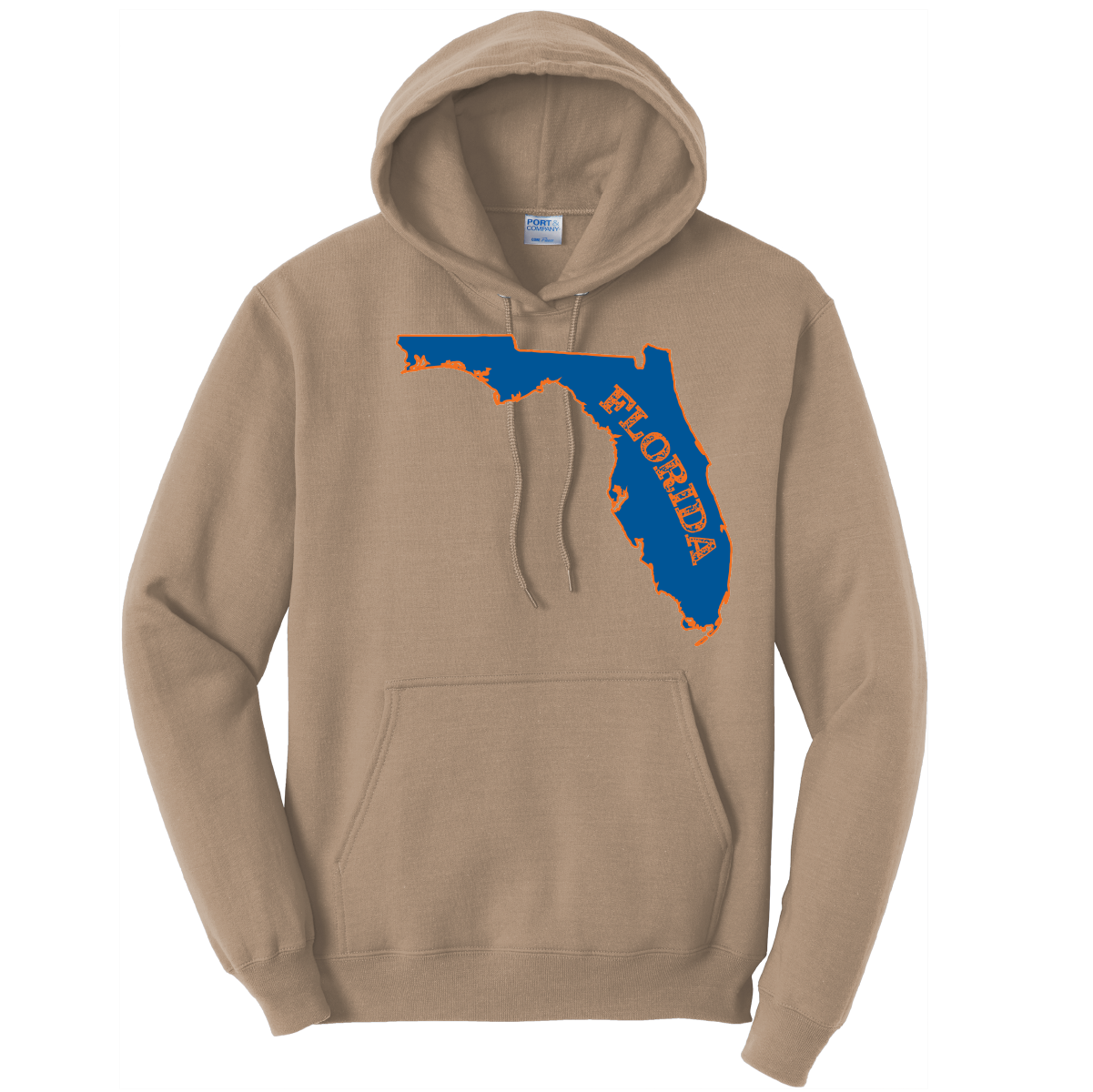 Orange and Blue Cotton Hoodie