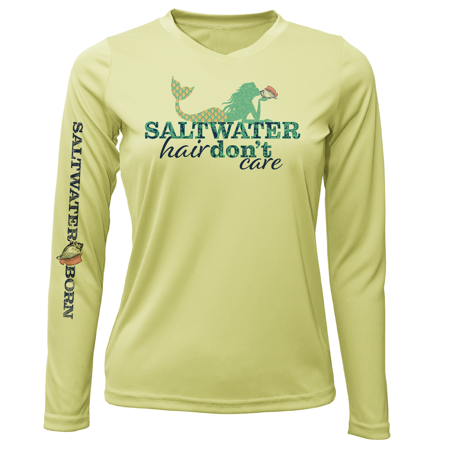 Key West, FL "Saltwater Hair...Don't Care" Women's Long Sleeve UPF 50+ Dry-Fit Shirt