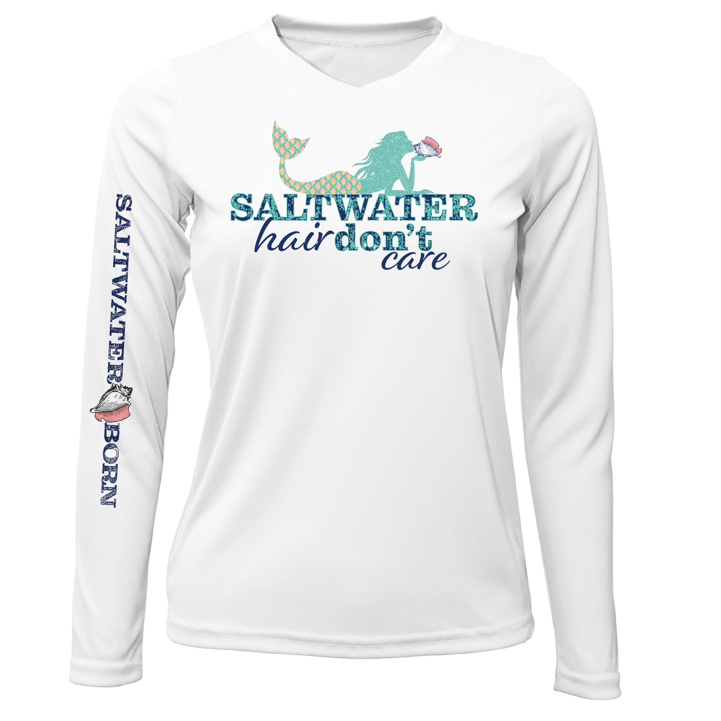 Key West, FL "Saltwater Hair...Don't Care" Women's Long Sleeve UPF 50+ Dry-Fit Shirt