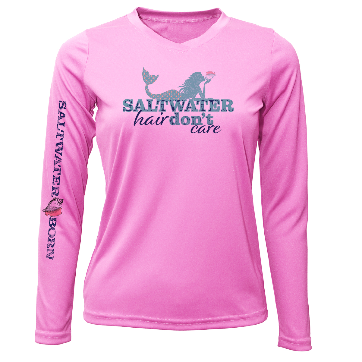 Key West, FL "Saltwater Hair...Don't Care" Women's Long Sleeve UPF 50+ Dry-Fit Shirt