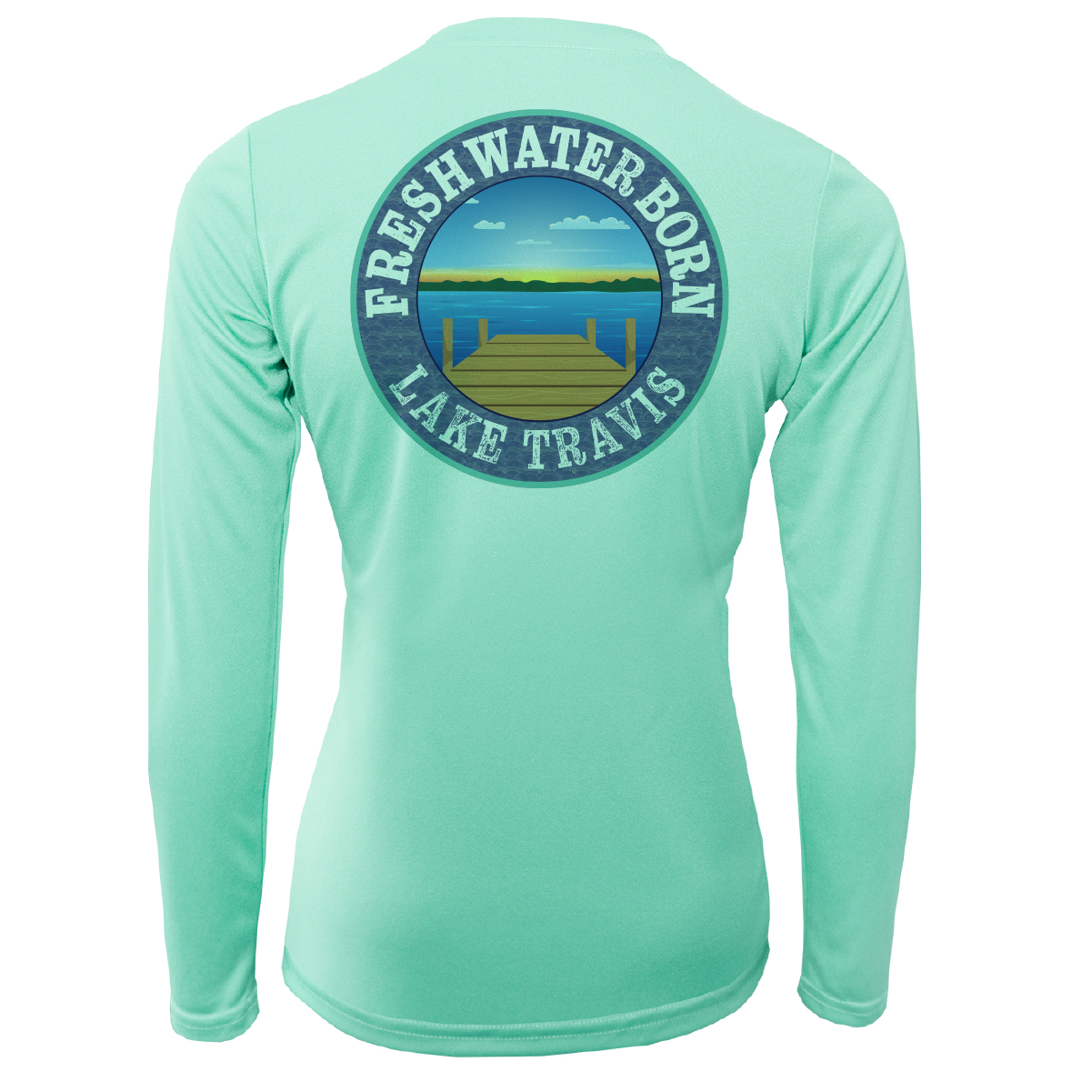 Lake Travis Freshwater Born Texas Flag Women's Long Sleeve UPF 50+ Dry-Fit Shirt