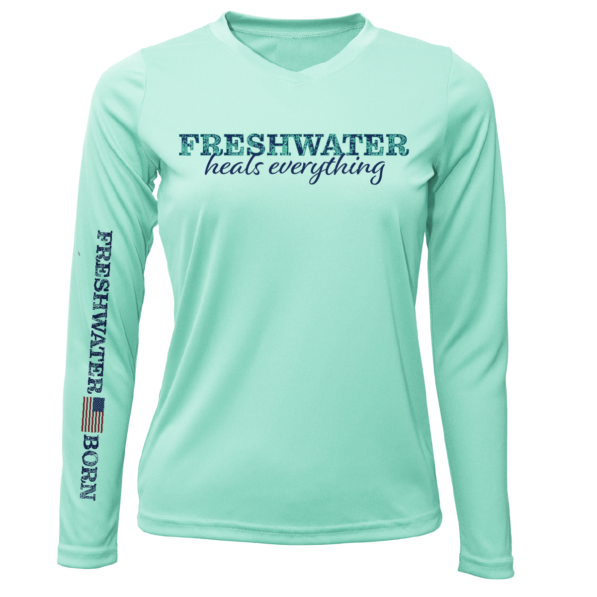 Michigan "Freshwater Heals Everything" Women's Long Sleeve UPF 50+ Dry-Fit Shirt