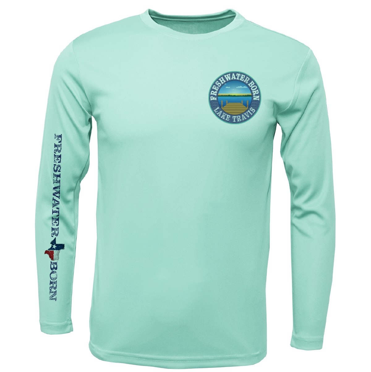 Lake Travis Freshwater Born State of Texas Men's Long Sleeve UPF 50+ Dry-Fit Shirt