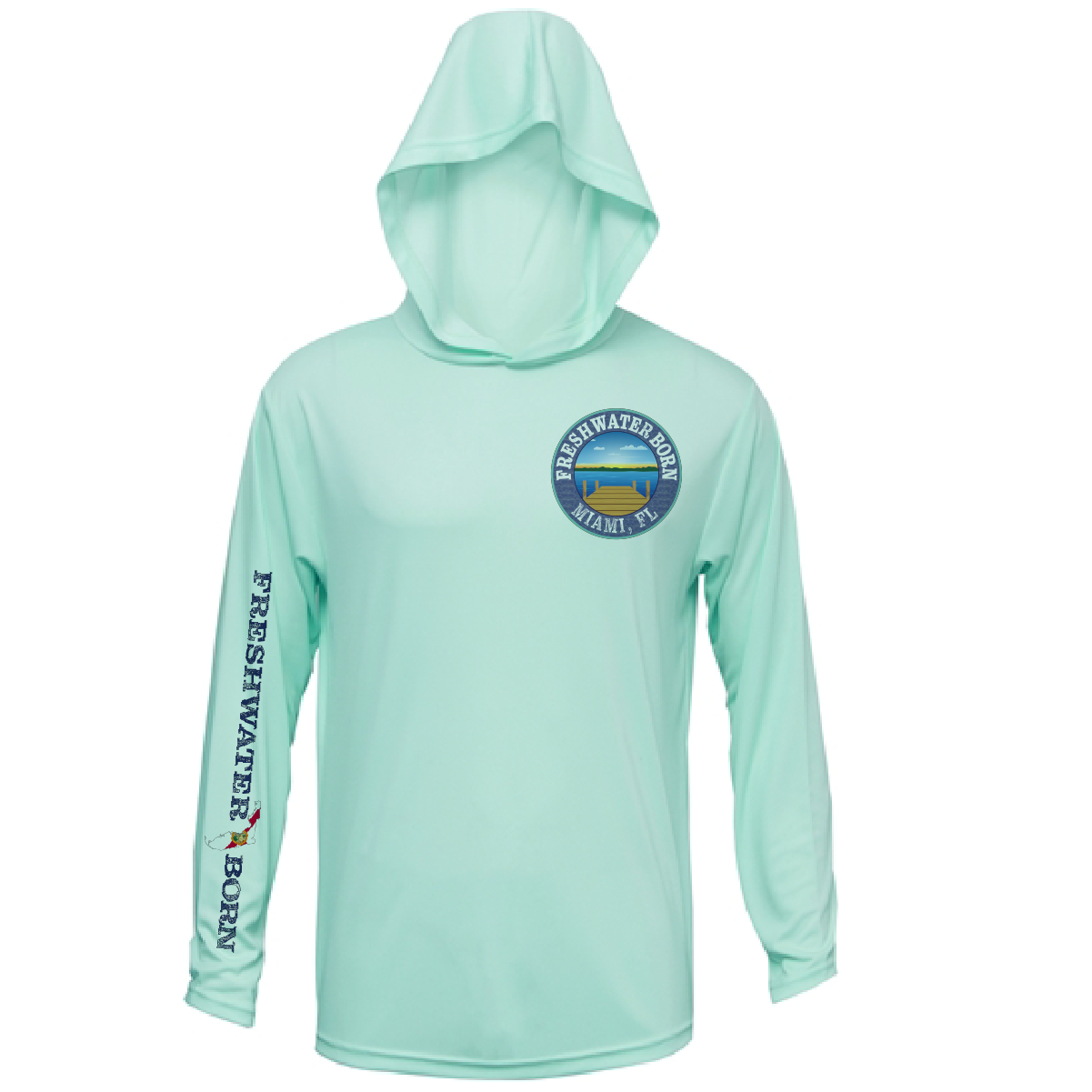 Miami, FL Freshwater Born Peacock Bass Men's Long Sleeve UPF 50+ Dry-Fit Hoodie