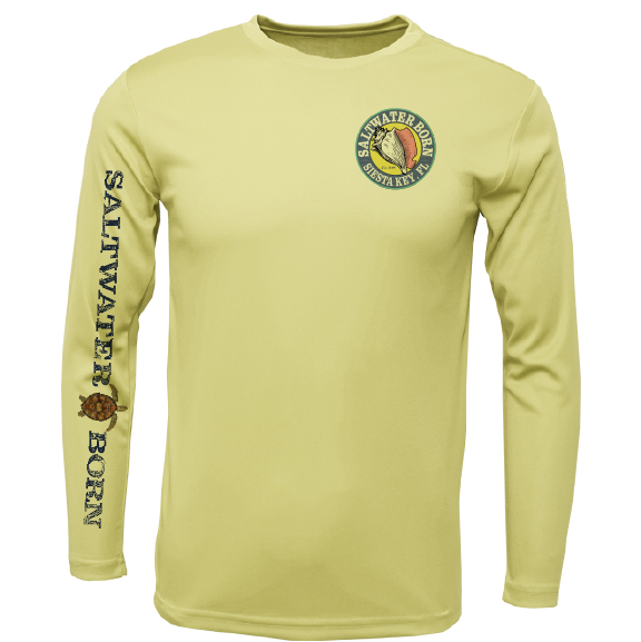 Siesta Key, FL Realistic Turtle Men's Long Sleeve UPF 50+ Dry-Fit Shirt