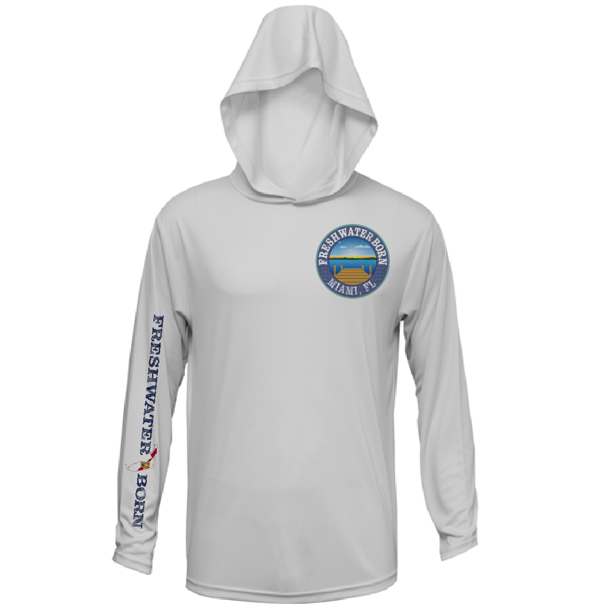 Miami, FL Freshwater Born Peacock Bass Men's Long Sleeve UPF 50+ Dry-Fit Hoodie