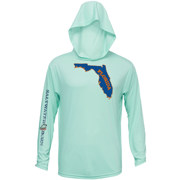 Orange and Blue Long Sleeve UPF 50+ Dry-Fit Hoodie