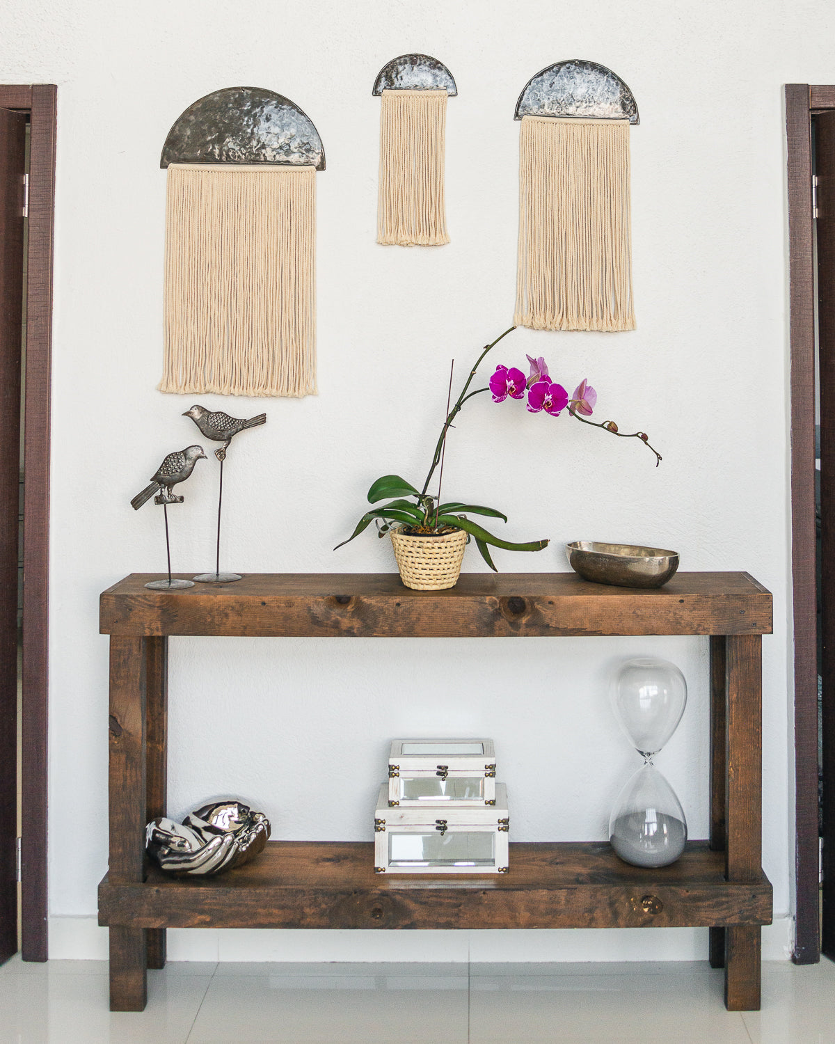 Metal and Macrame Wall Art Set