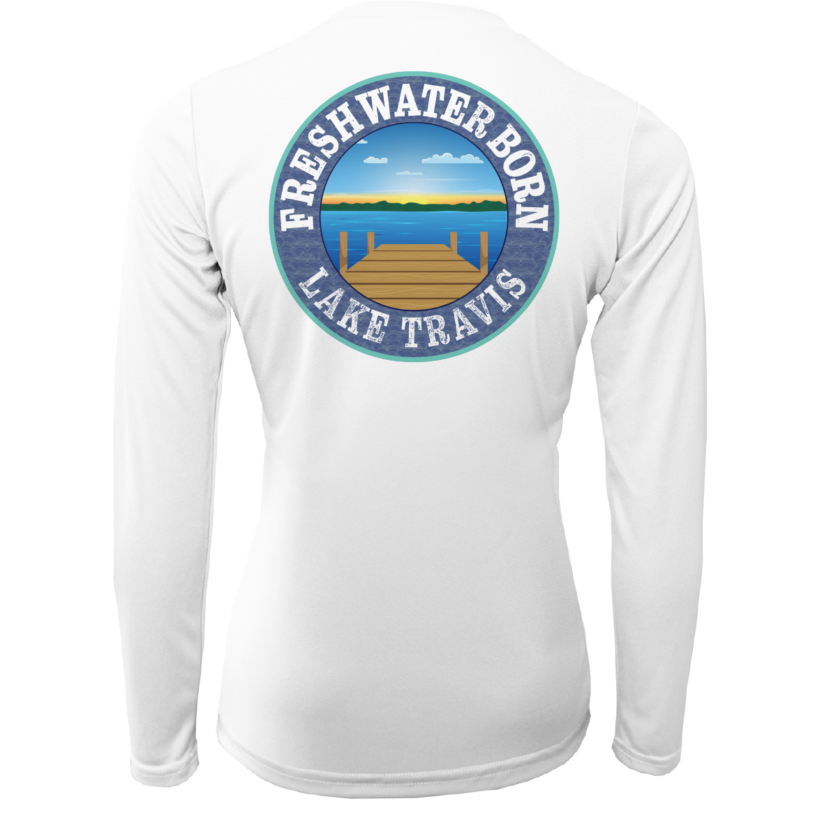Lake Travis Freshwater Born Texas Flag Women's Long Sleeve UPF 50+ Dry-Fit Shirt