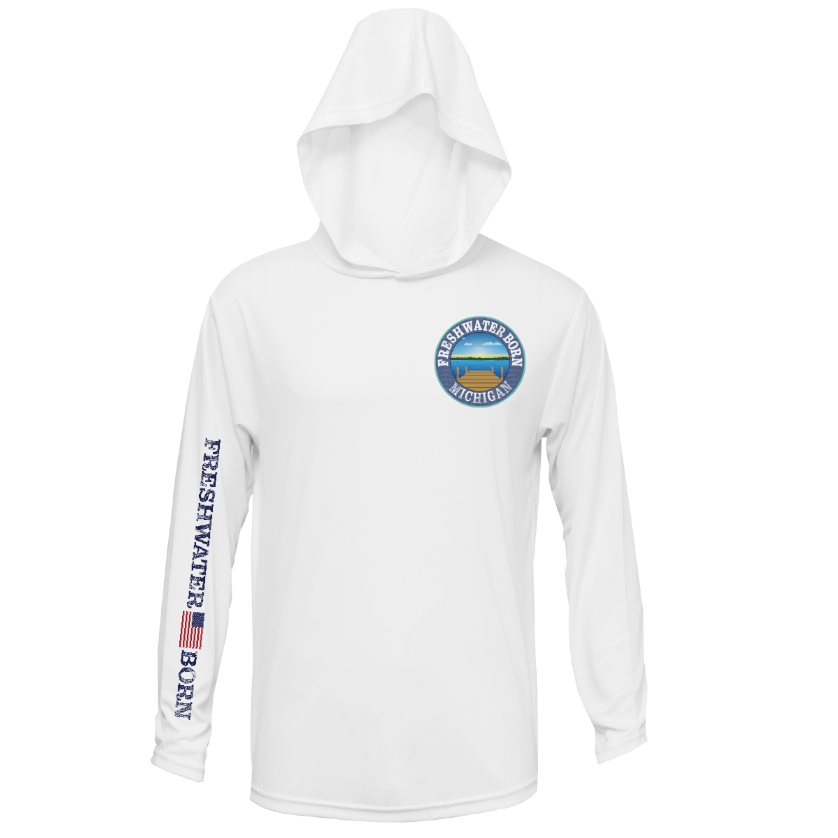 Michigan Freshwater Born Perch Men's Long Sleeve UPF 50+ Dry-Fit Hoodie