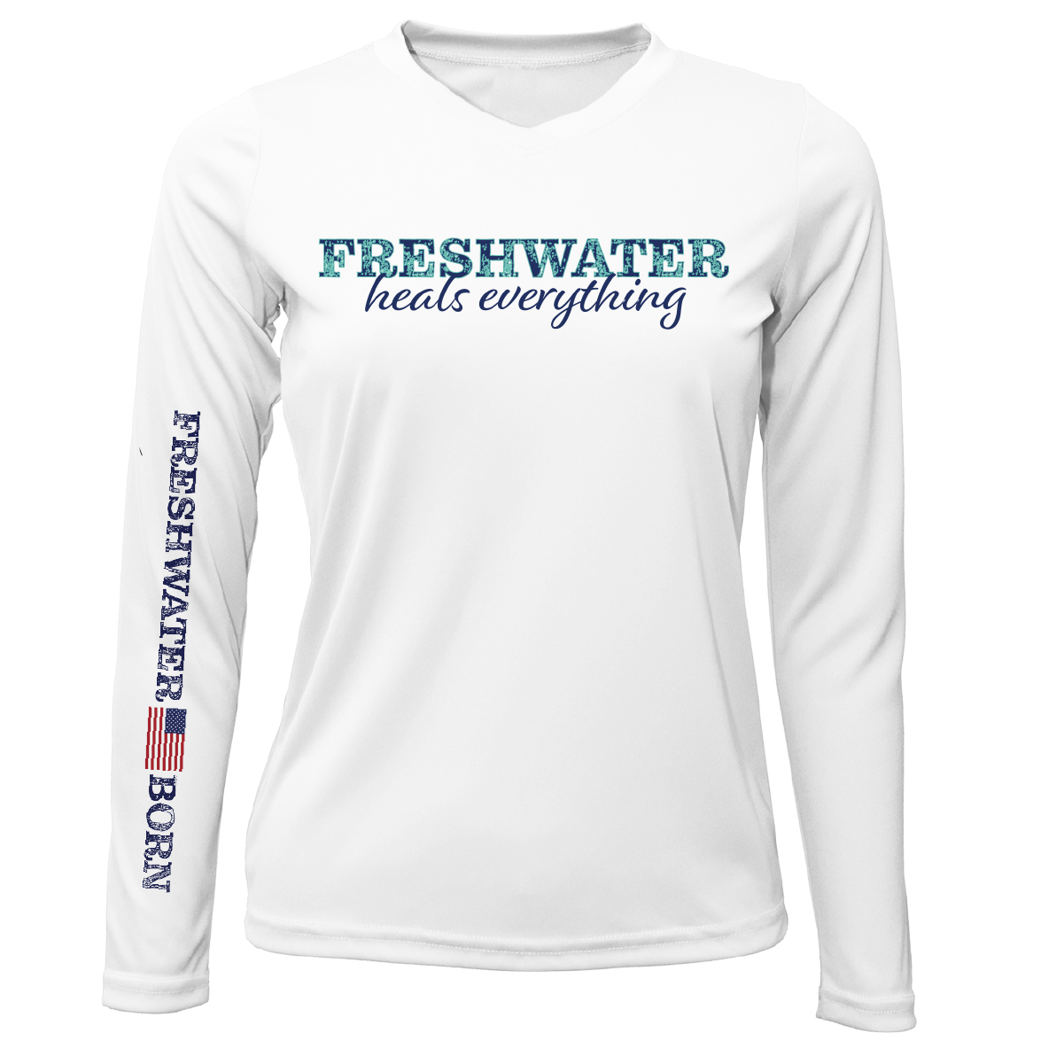 Michigan "Freshwater Heals Everything" Women's Long Sleeve UPF 50+ Dry-Fit Shirt