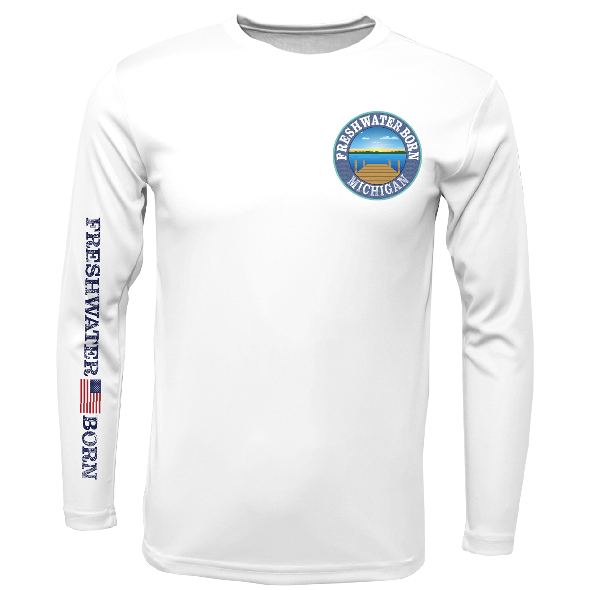 Michigan Freshwater Born "All For Rum and Rum For All" Men's Long Sleeve UPF 50+ Dry-Fit Shirt
