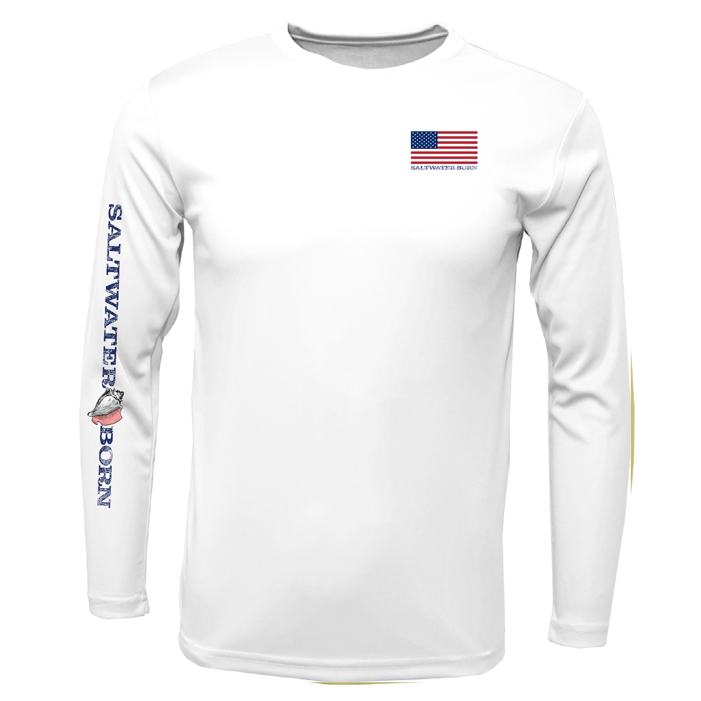 American Flag On Chest Long Sleeve UPF 50+ Dry-Fit Shirt
