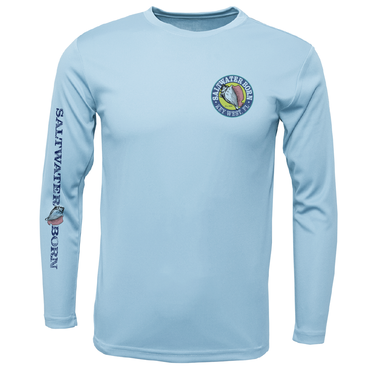 Key West, FL Saltwater Born Circle Logo Clean Long Sleeve UPF 50+ Dry-Fit Shirt
