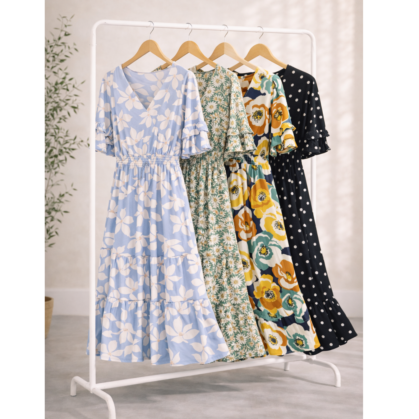 Winslow Collection - ELEGANT KIMONO INSPIRED SURPLICE DRESS  : BKCRM / M
