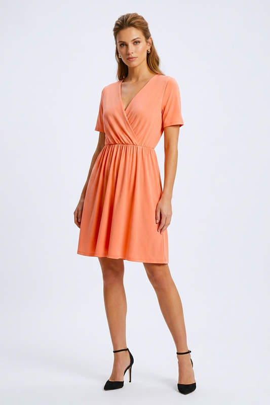 LTX Sportswear Blushing Apricot Faux Wrap Dress with Pockets