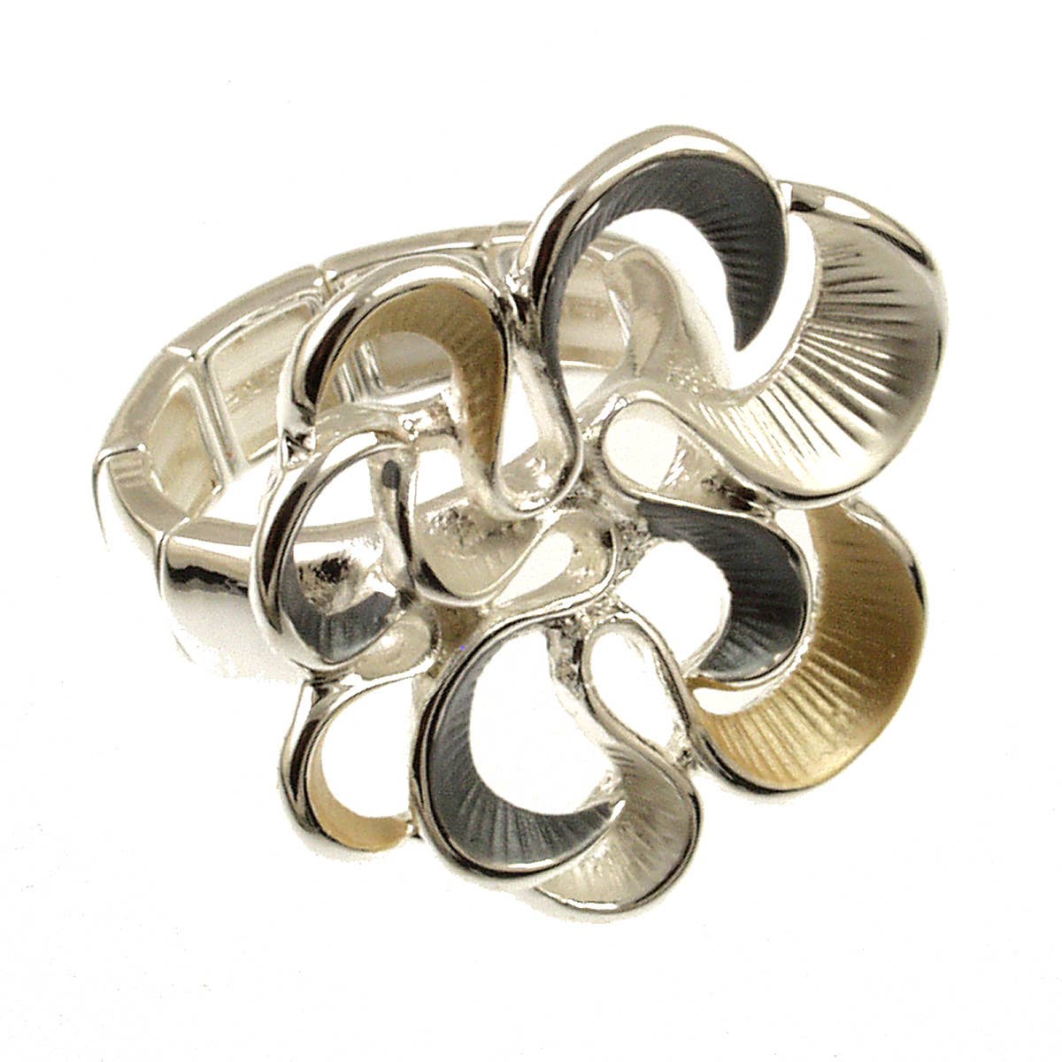 Origin Jewelry - Stretch Ring - Twirling Bloom, Golds, Blues, or Multi-Color: Blue