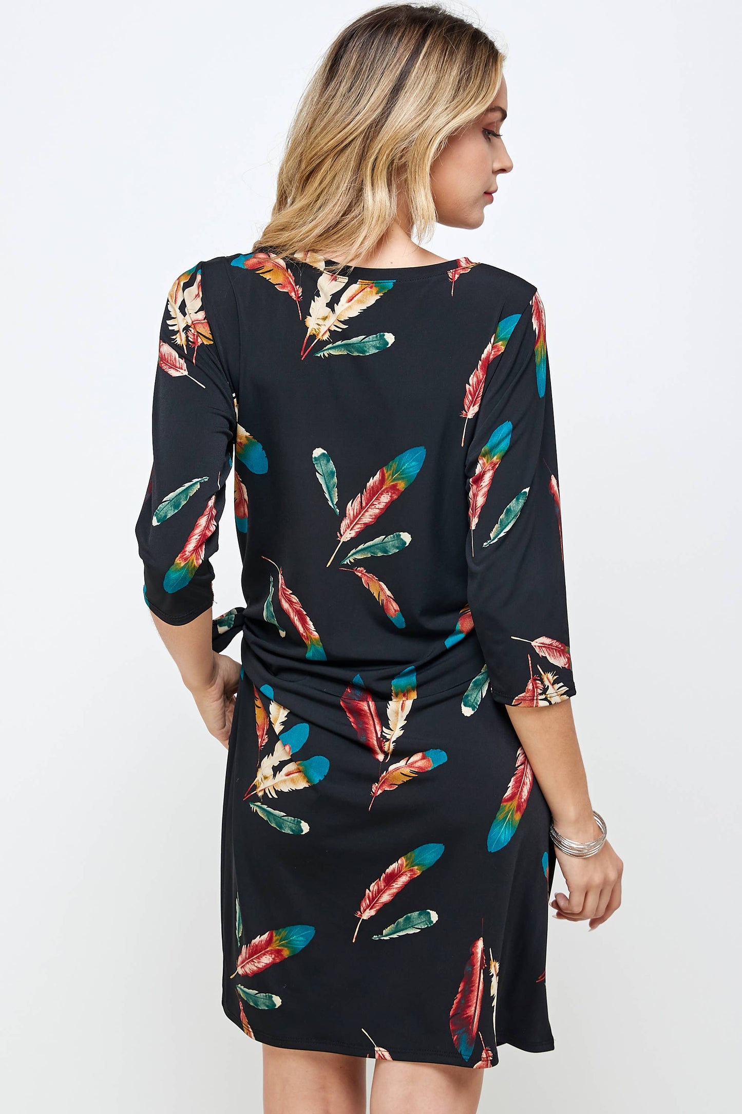 Jostar - HIT Round-NK Side Tie Dress-7071HT-QRP1-W235: L