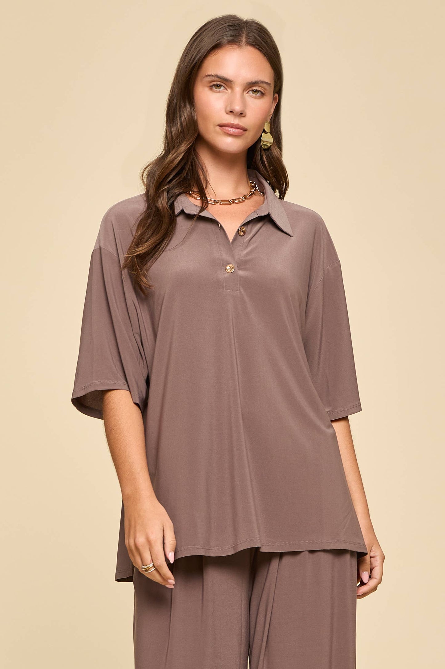 Dear Scarlett - 2-Piece Blouse + Relaxed Pants Resort Wear Set: BLACK / M
