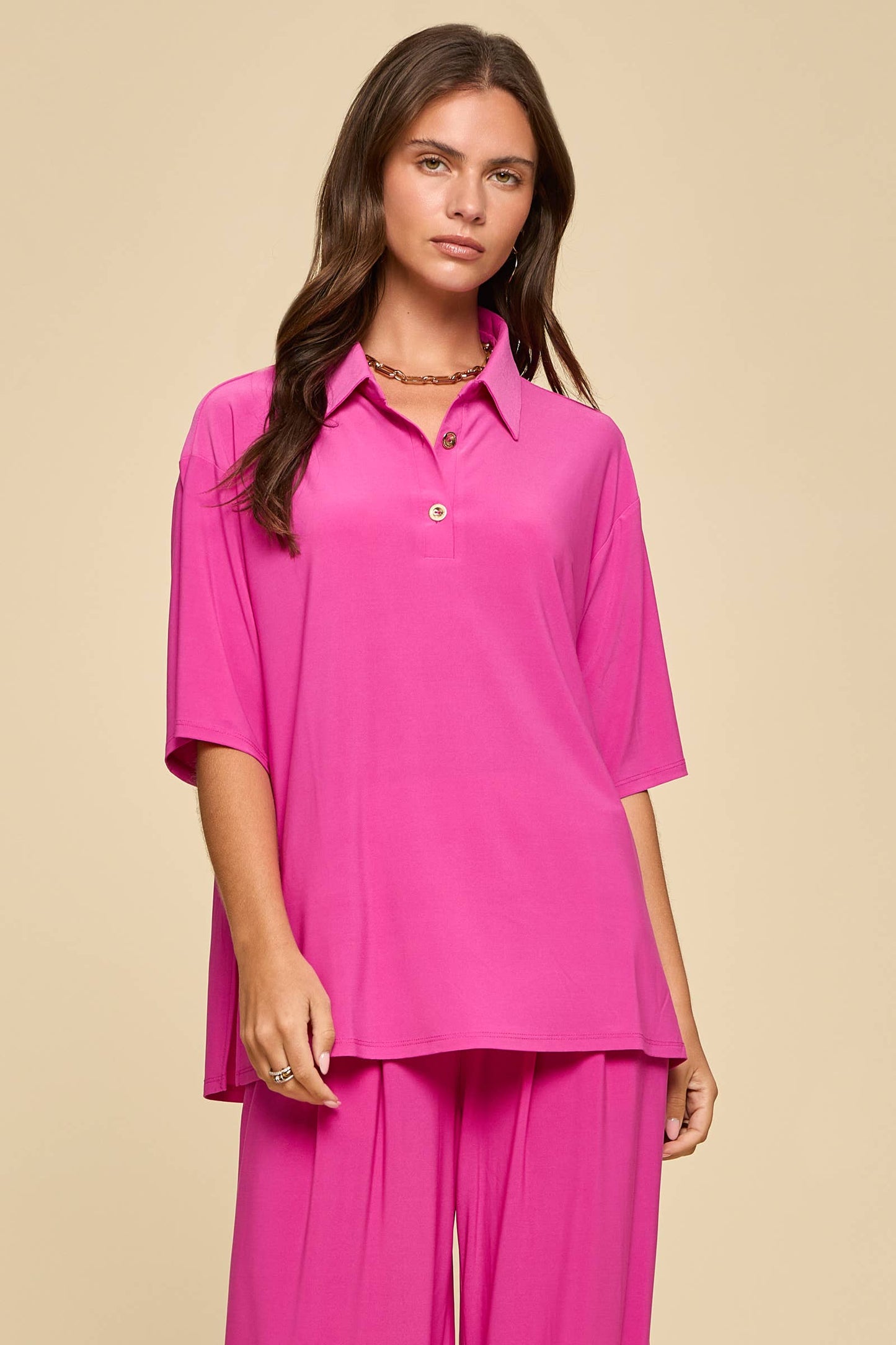 Dear Scarlett - 2-Piece Blouse + Relaxed Pants Resort Wear Set: BLACK / L