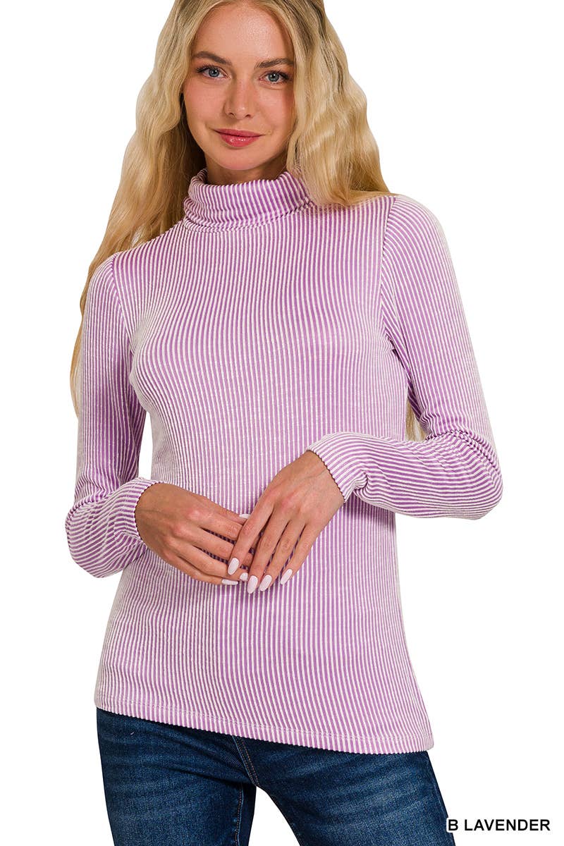42POPS - 'Ribbed Turtle neck Top As shown: OCEAN BLUE-158159 / L