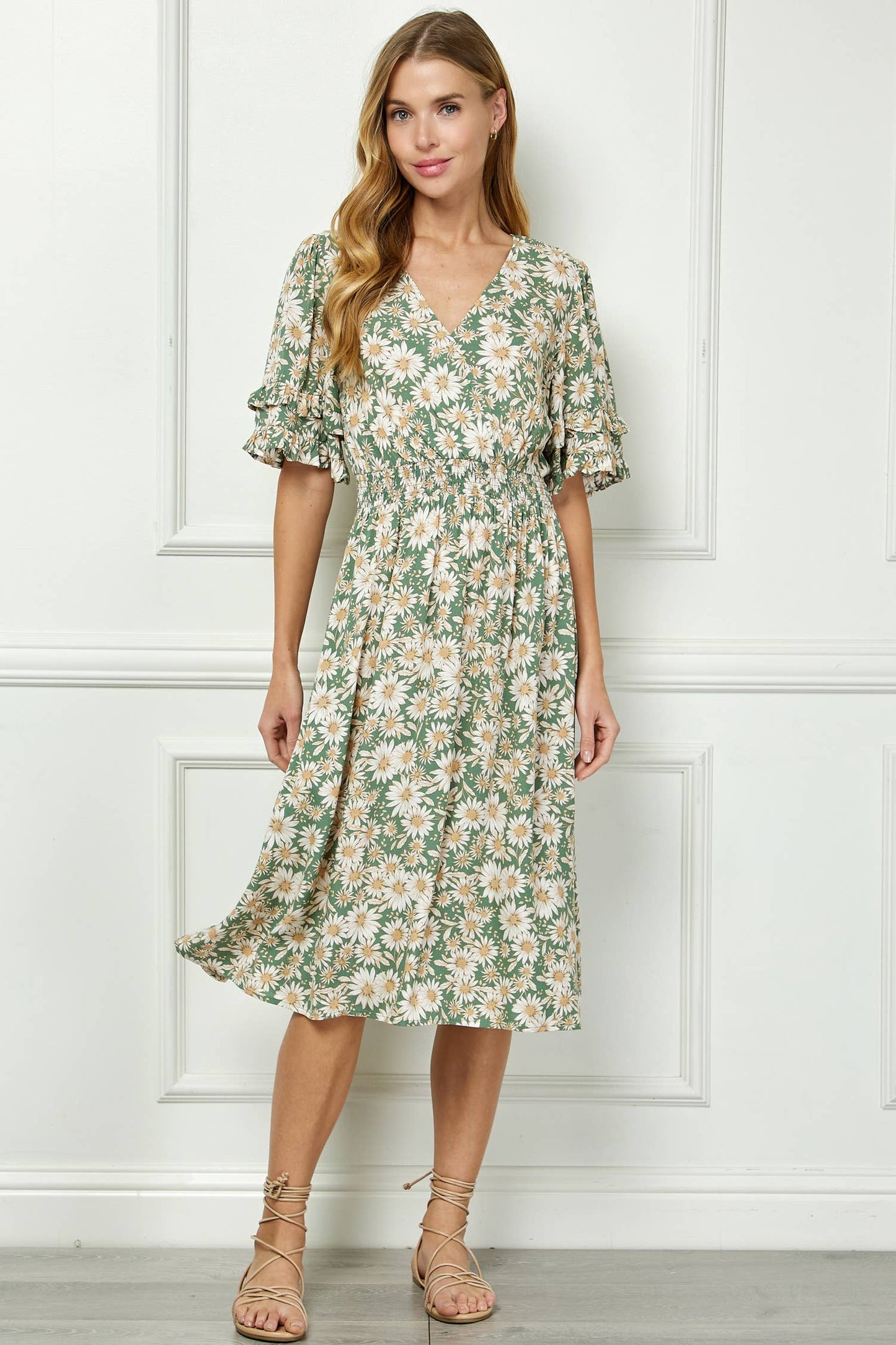 Winslow Collection - ELEGANT KIMONO INSPIRED SURPLICE DRESS  : BKCRM / M