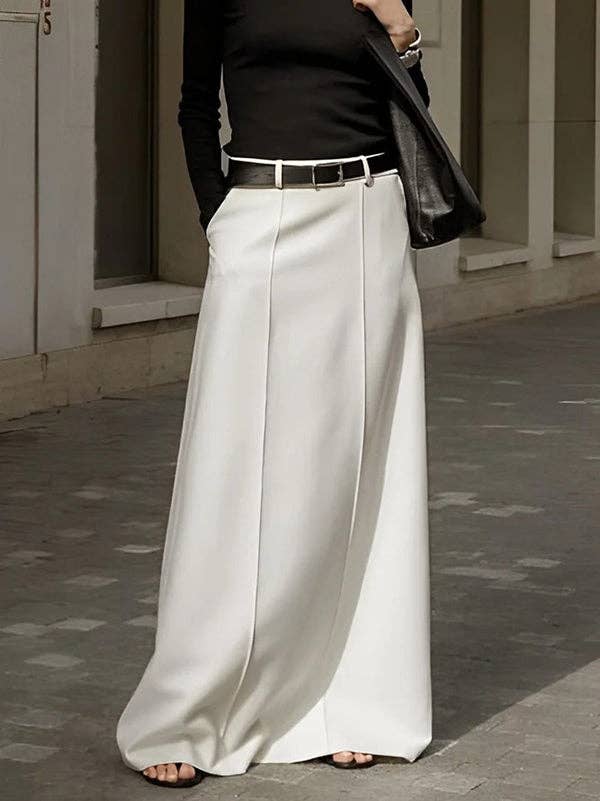 UZ Wholesale Store - Chic Solid Color H-Line Skirt: WHITE / XL