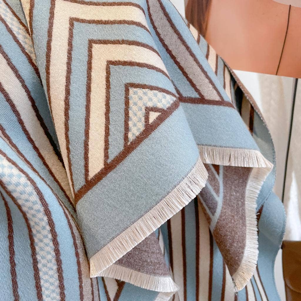 Winding River - Lt, Blue Corner Reversible Wrap – Artisan Shawl