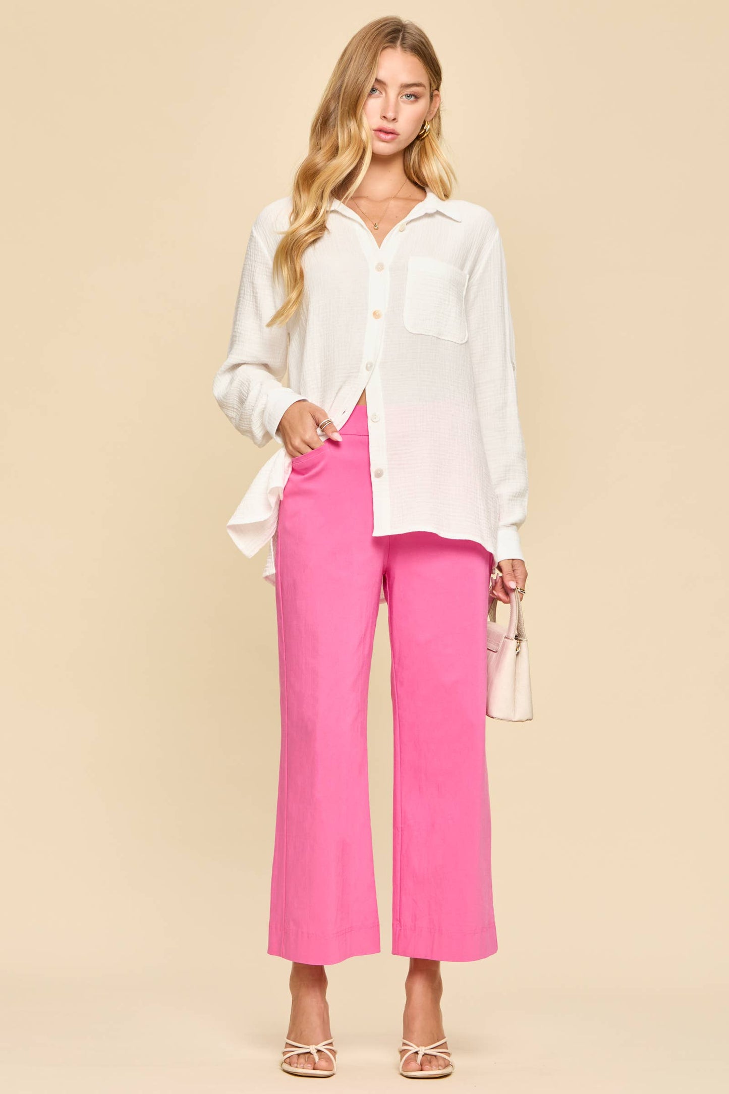 Dear Scarlett - Everyday Only Pair Wide Leg Pants: OFF WHITE