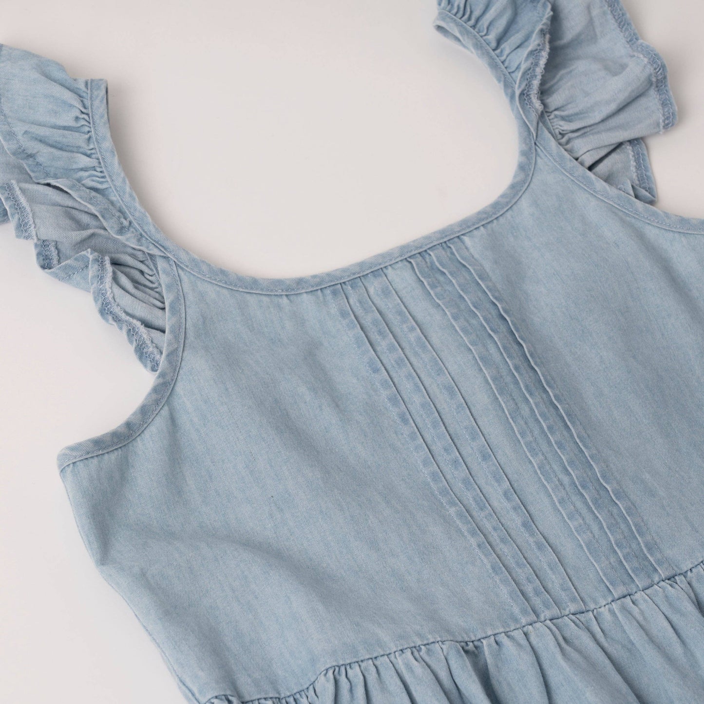 Kidpik - Pin Tuck Denim Dress: Bloom Wash / XL (14)