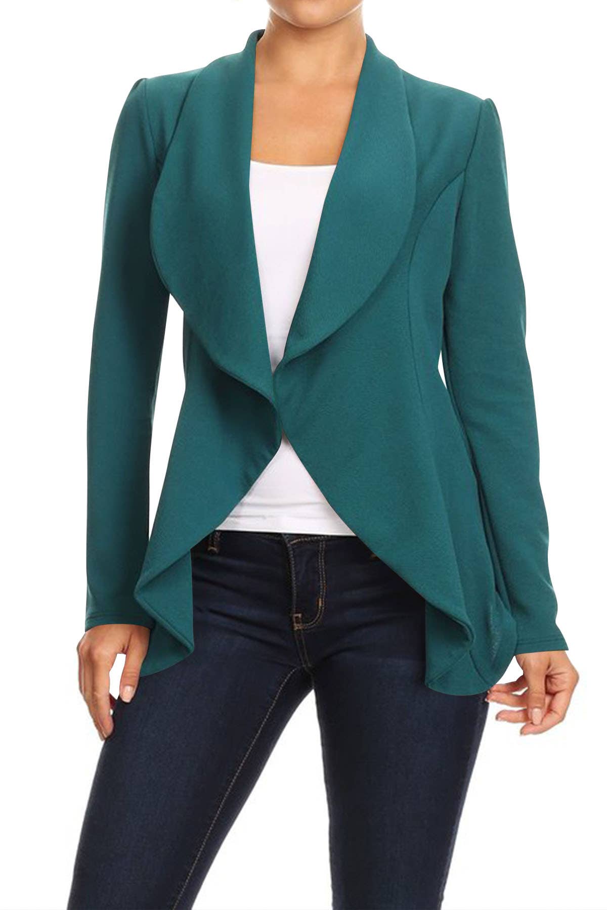 MOA COLLECTION - Women's Casual Office Work Basic Blazer Jacket S-3XL: Burgundy / X-Large
