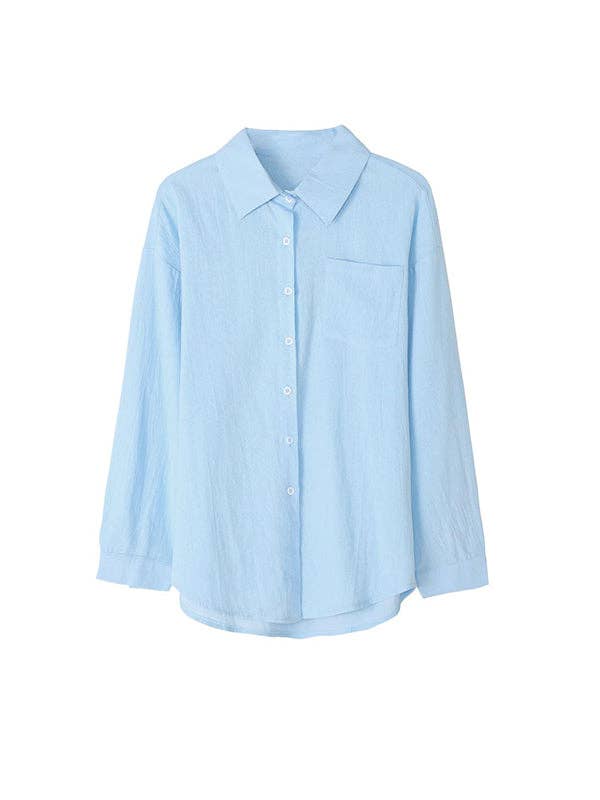 UZ Wholesale Store - High-Low Long Sleeves Split-Joint Lapel Blouses: WHITE / XL