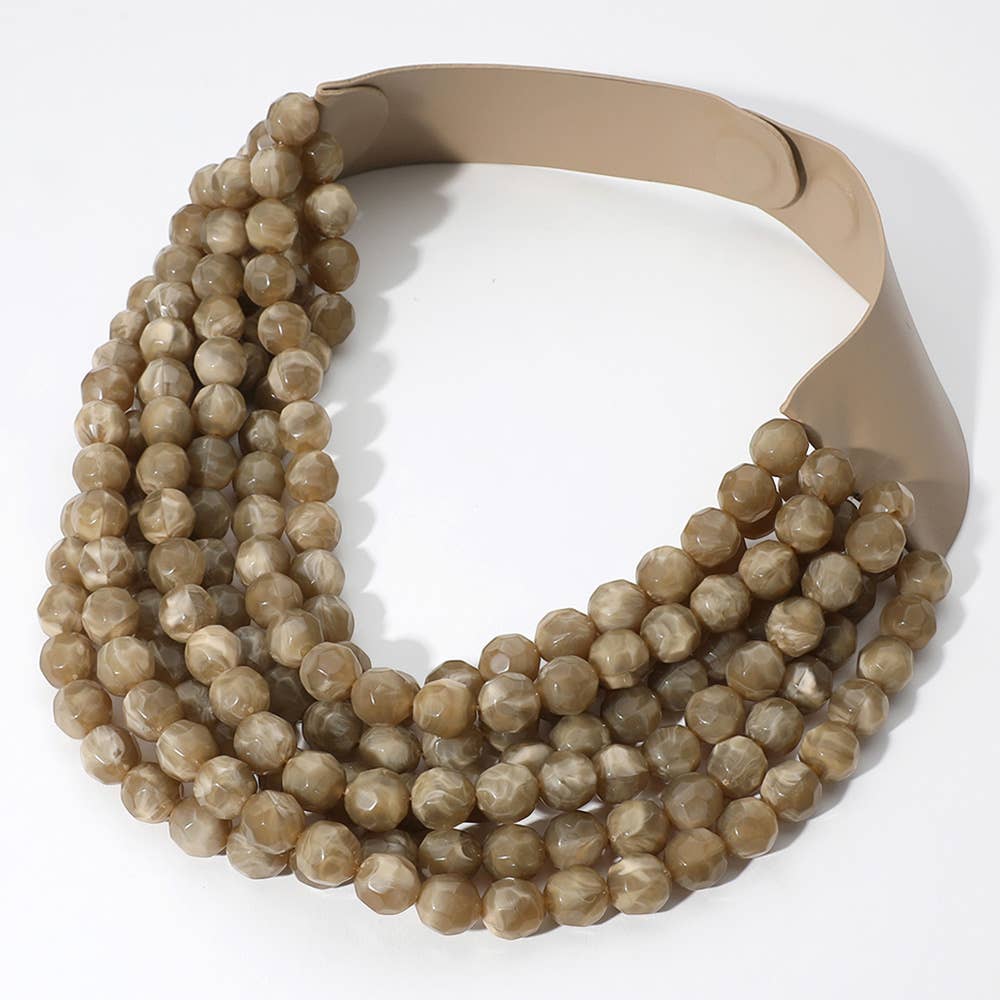 Sensibling Corp. - Chunky Acrylic Bead Layered Faux Leather Magnetic Necklace: Green