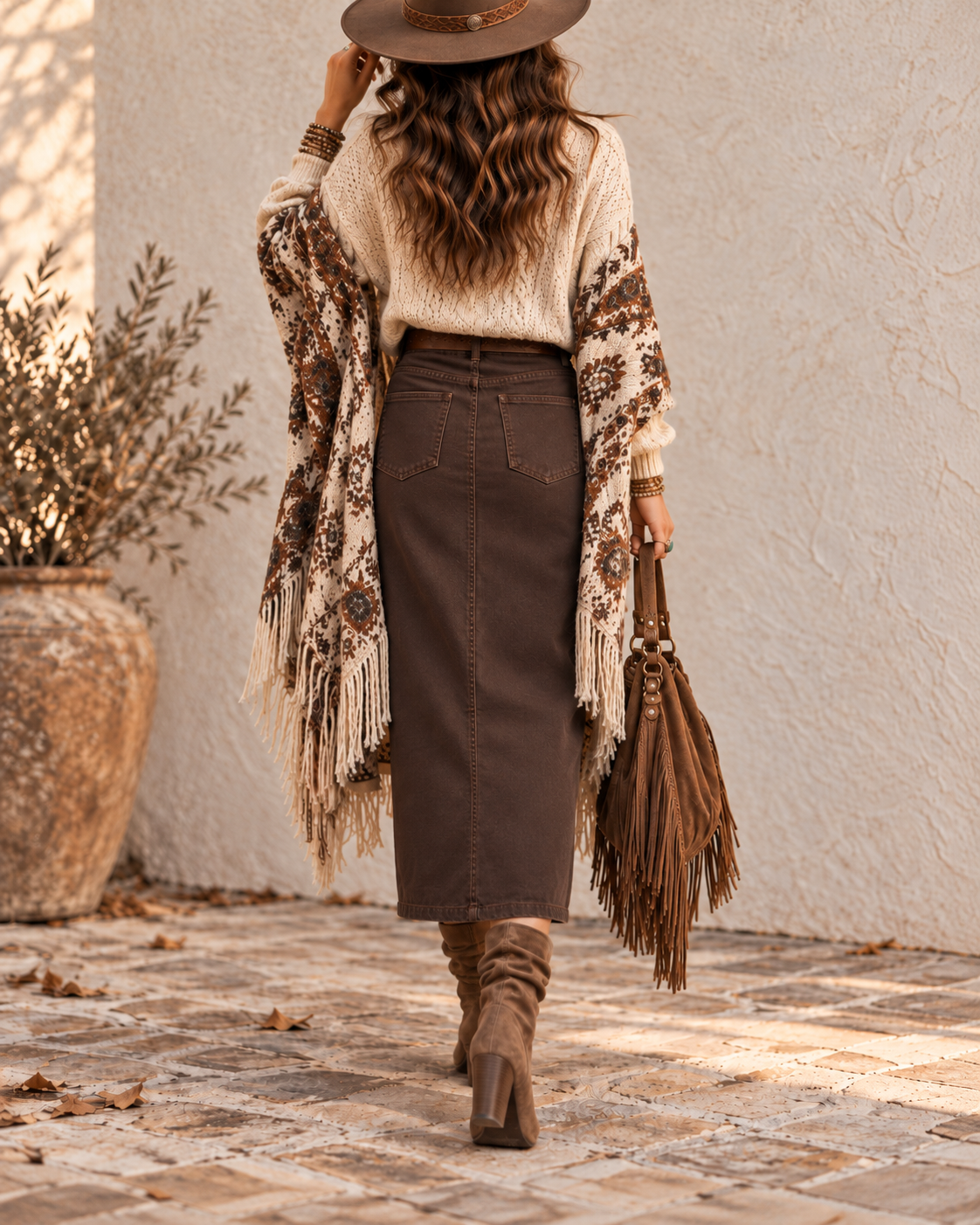 LaughTail Tees - High-Waisted Modest Straight Denim Maxi Skirt: Navy / S/40