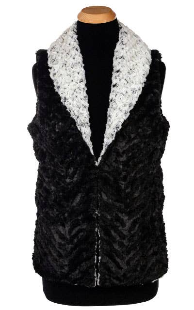 Shawl Collar Vest +4" - Reversible: Small / 8mm Black & White / Black