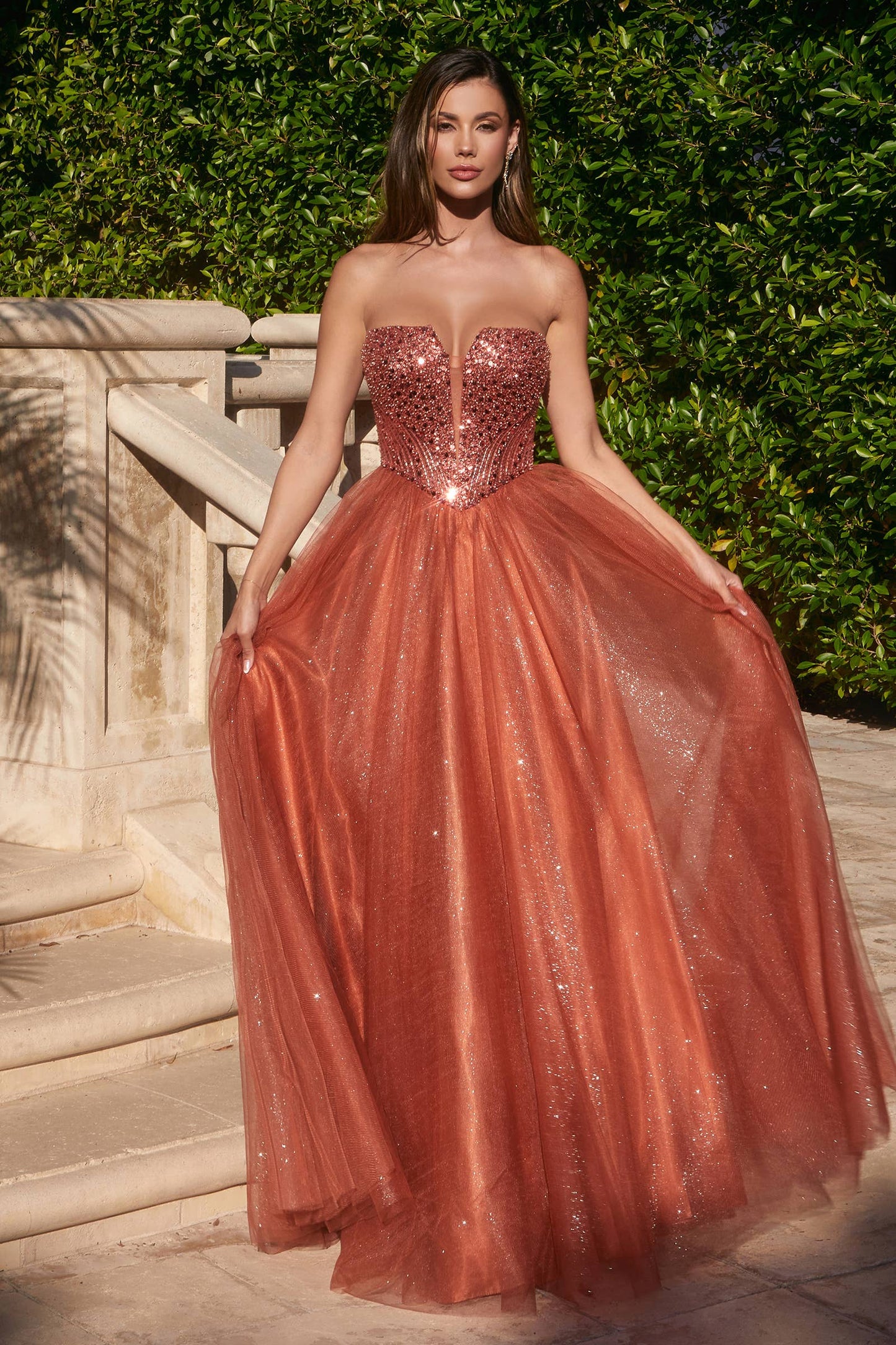 Ladivine by Cinderella Divine - STRAPLESS SEQUIN & TULLE A-LINE DRESS
: Deep Blue / 4