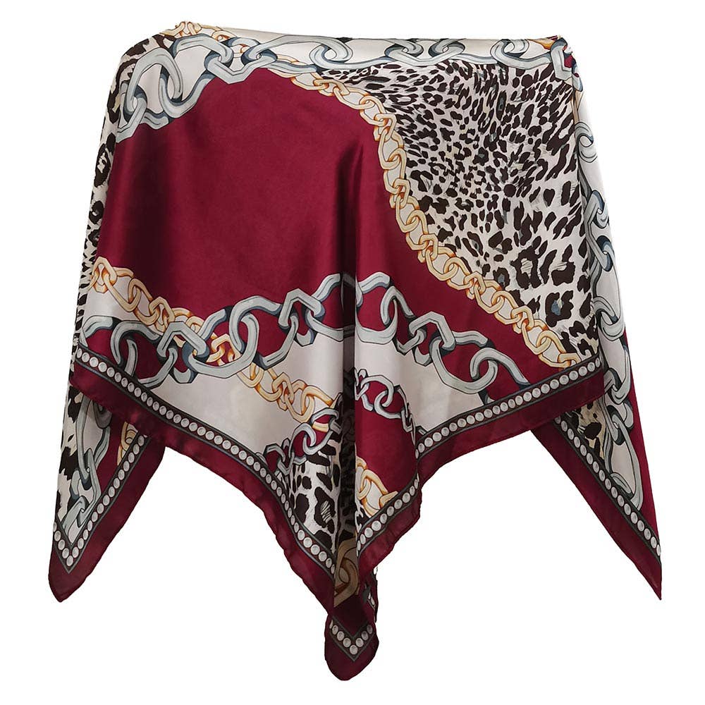 Sensibling Corp. - Leopard Chain Print Scarf Poncho: Red